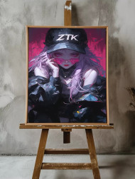 Holstga bosilgan poster "ZTK kepkali anime qiz"