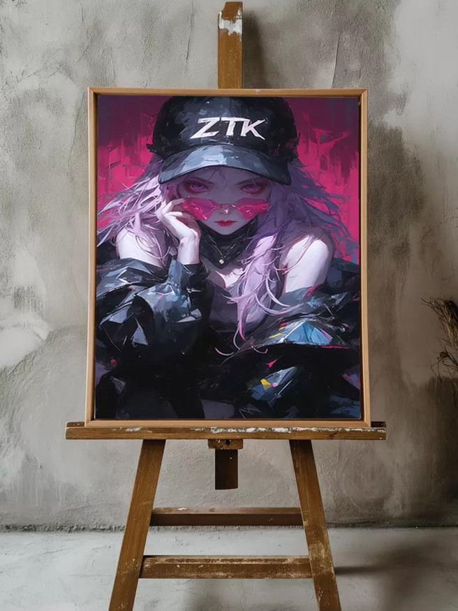 Постер на холсте &amp;quot;Аниме-девушка в кепке ZTK&amp;quot;