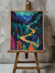 Holstga bosilgan poster &quot;Sehrli o‘rmondagi tungi yo‘l&quot;