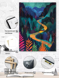 Holstga bosilgan poster &quot;Sehrli o‘rmondagi tungi yo‘l&quot;