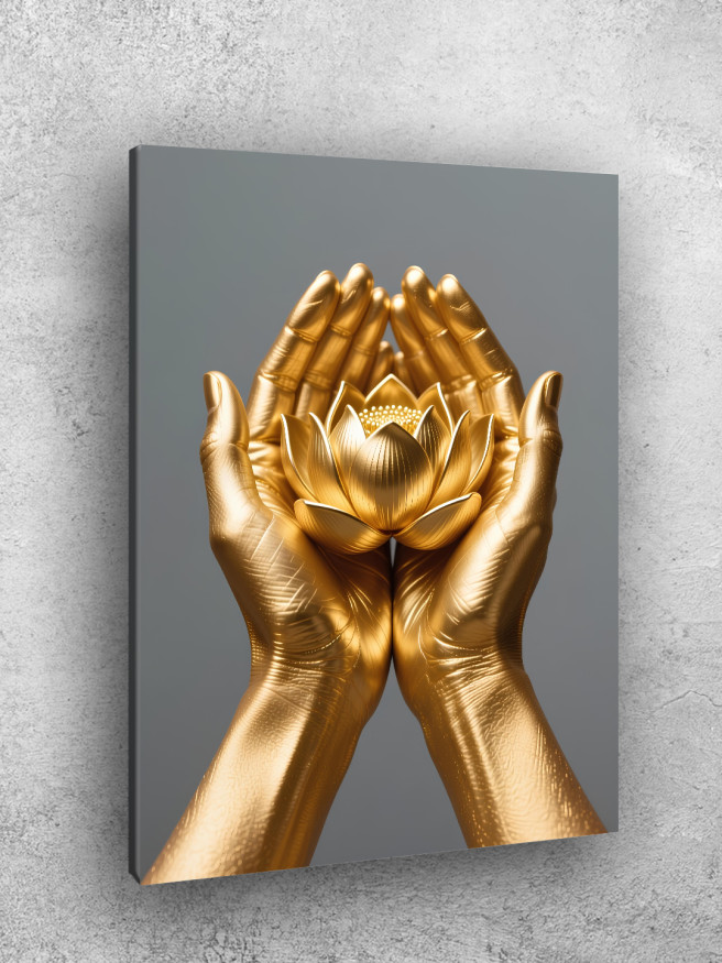 Holstga bosilgan poster &amp;quot;Lotus tutgan oltin qo‘llar&amp;quot;