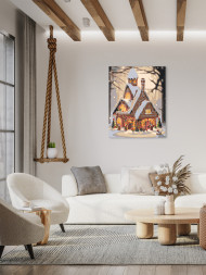 Raqamlar bo'yicha rasm " Qorda uy"