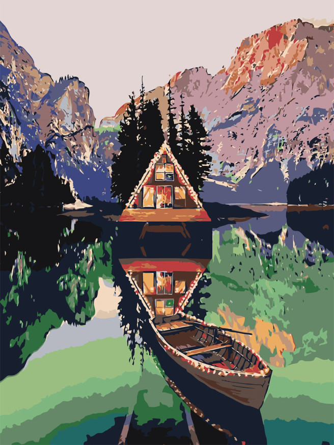 Raqamlar bo&amp;#039;yicha rasm &amp;quot;Tog&amp;#039;lar yaqinidagi qayiq&amp;quot;