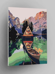 Картина по номерам &amp;quot;Лодка у гор&amp;quot;