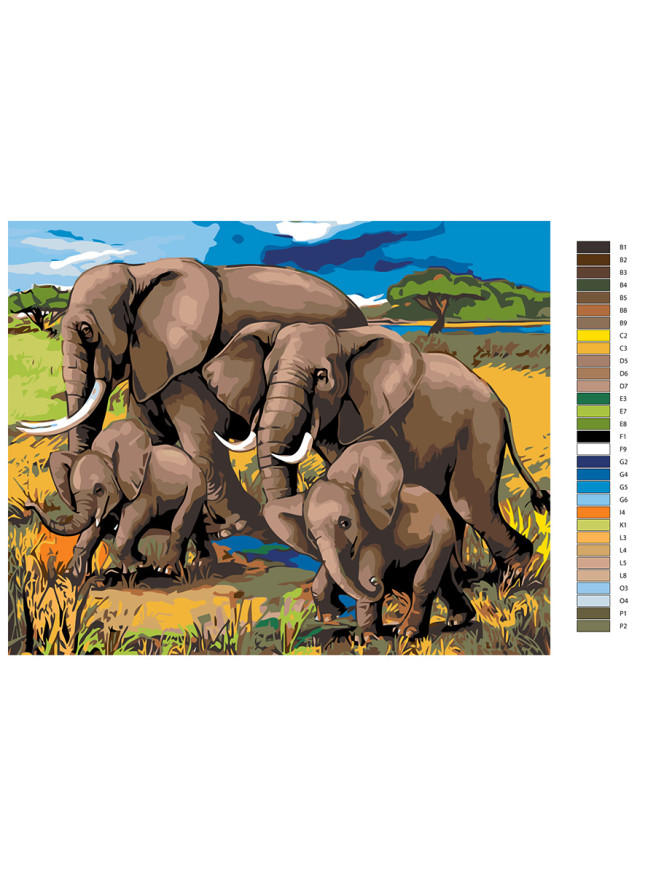 Raqamlar bo&amp;#039;yicha rasm &amp;quot; Fillar oilasi&amp;quot;