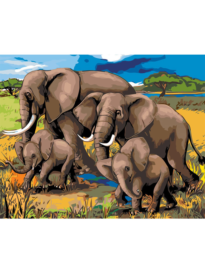 Raqamlar bo&amp;#039;yicha rasm &amp;quot; Fillar oilasi&amp;quot;