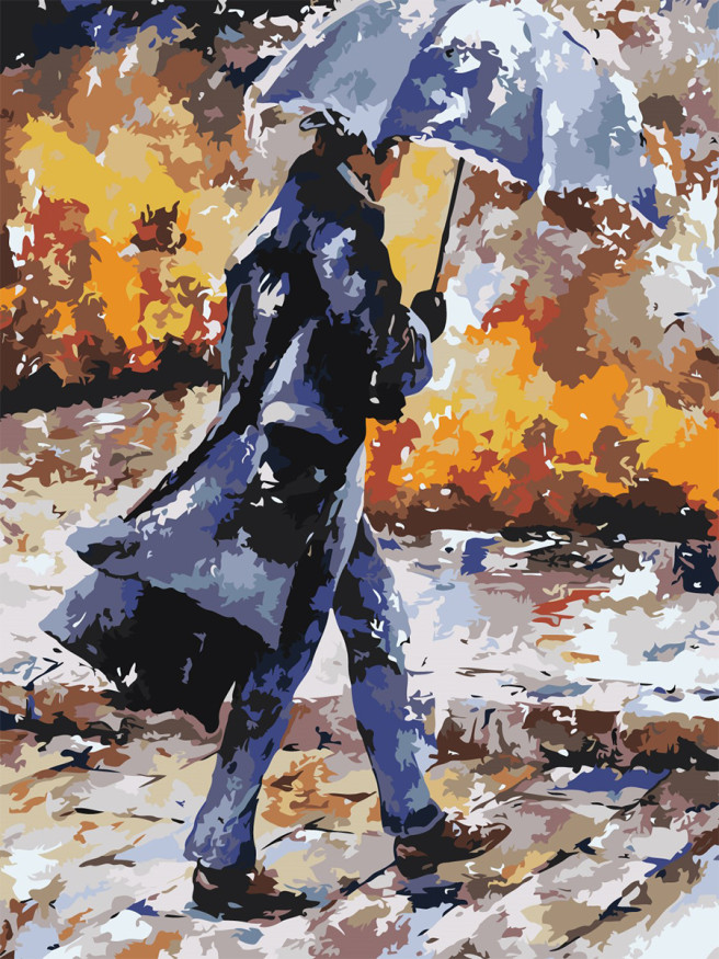 Картина по номерам &amp;quot;Мужчина с зонтом&amp;quot;