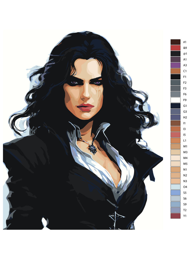 Картина по номерам &amp;quot;Девушка в чёрном&amp;quot;