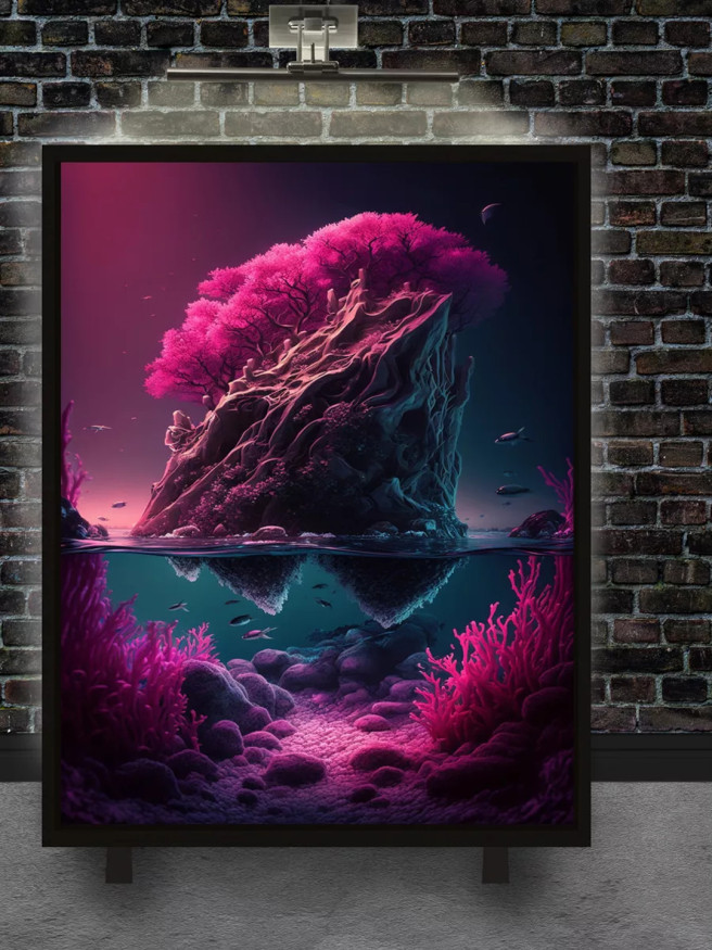 Постер на холсте &amp;quot;Остров фантазий под водой&amp;quot;