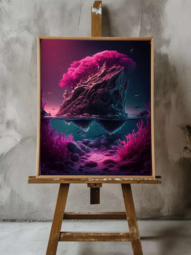 Постер на холсте &amp;quot;Остров фантазий под водой&amp;quot;