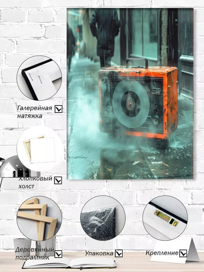 Holstga bosilgan poster &amp;quot;Shahar ko‘chasidagi yomg‘ir musiqasi&amp;quot;