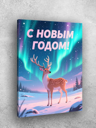 Постер на холсте "Олень под северным сиянием"