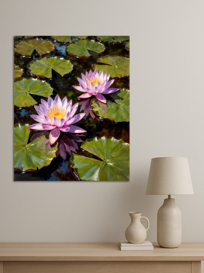 Постер на холсте &amp;quot;Водяные лилии в пруду&amp;quot;