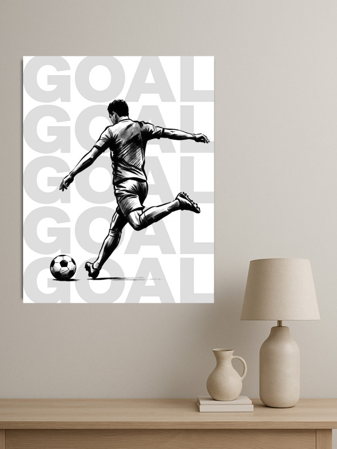 Holstga bosilgan qora-oq poster &amp;quot;Futbol harakati&amp;quot;