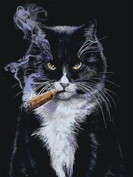 Raqamlar bo'yicha rasm "Sigaret bilan mushuk"