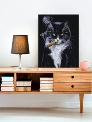 Raqamlar bo'yicha rasm "Sigaret bilan mushuk"