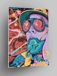 Картина по номерам &amp;quot;Девушка с телефоном и в очках&amp;quot;