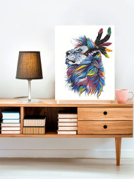 Raqamlar bo'yicha rasm "Tuklar bilan sher"