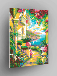 Raqamlar bo'yicha rasm "Dengiz oldidagi uy"