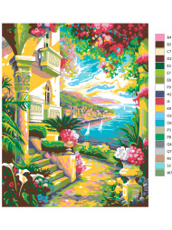 Raqamlar bo'yicha rasm "Dengiz oldidagi uy"