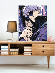 Картина по номерам "Сатору Годжо и котёнок"