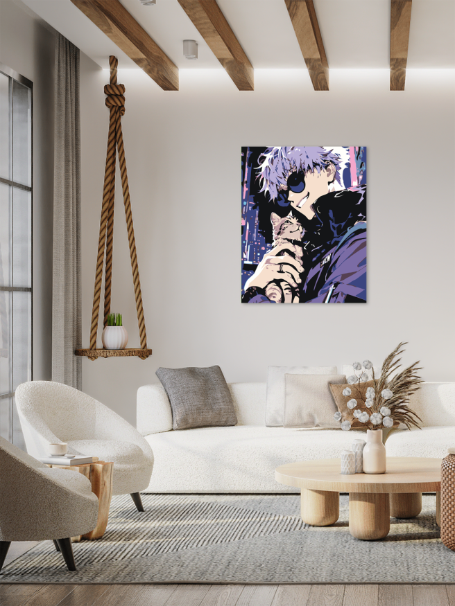 Картина по номерам &amp;quot;Сатору Годжо и котёнок&amp;quot;