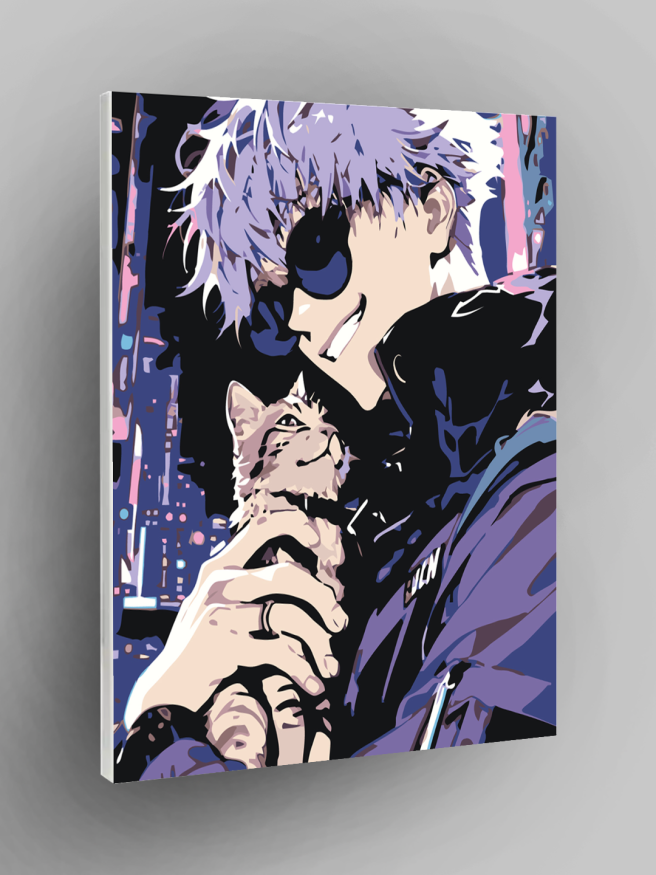 Картина по номерам &amp;quot;Сатору Годжо и котёнок&amp;quot;