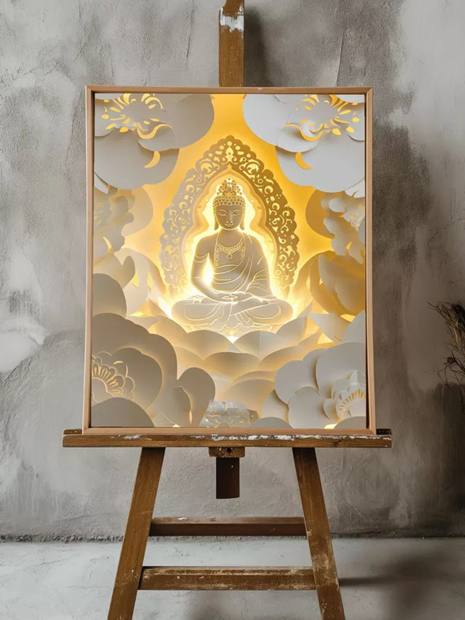 Постер на холсте &amp;quot;Сияющий Будда в цветах&amp;quot;