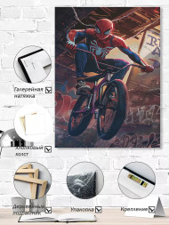 Holstga bosilgan poster &quot;BMXda sakrayotgan Odam-o‘rgimchak&quot;