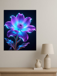 Постер на холсте &amp;quot;Неоновый цветок в ночи&amp;quot;