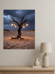 Постер на холсте &amp;quot;Дерево с лампами в пустыне&amp;quot; 