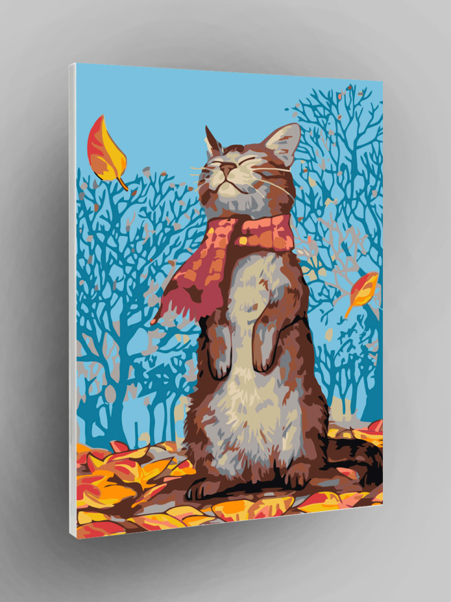 Картина по номерам &amp;quot;Кот в осеннем лесу&amp;quot;