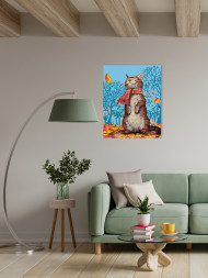 Raqamlar bo'yicha rasm "Kuz o'rmonidagi mushuk"