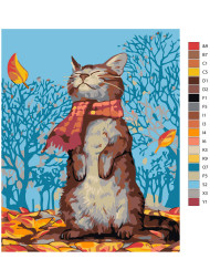 Raqamlar bo'yicha rasm "Kuz o'rmonidagi mushuk"