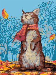 Raqamlar bo'yicha rasm "Kuz o'rmonidagi mushuk"