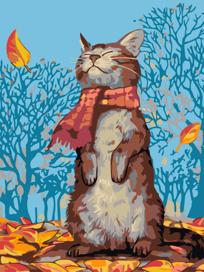 Картина по номерам &amp;quot;Кот в осеннем лесу&amp;quot;