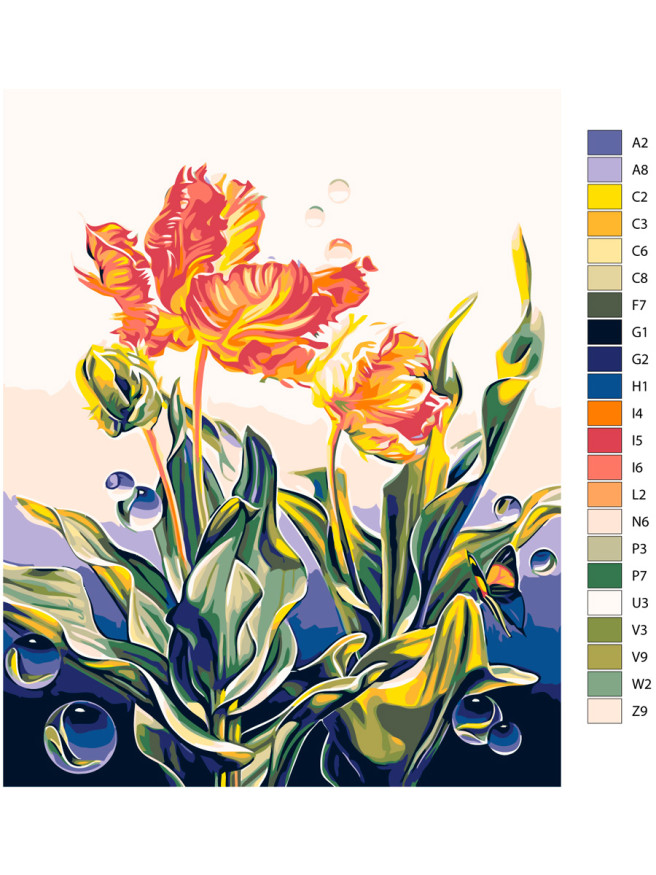 Картина по номерам &amp;quot;Огненные цветы&amp;quot;