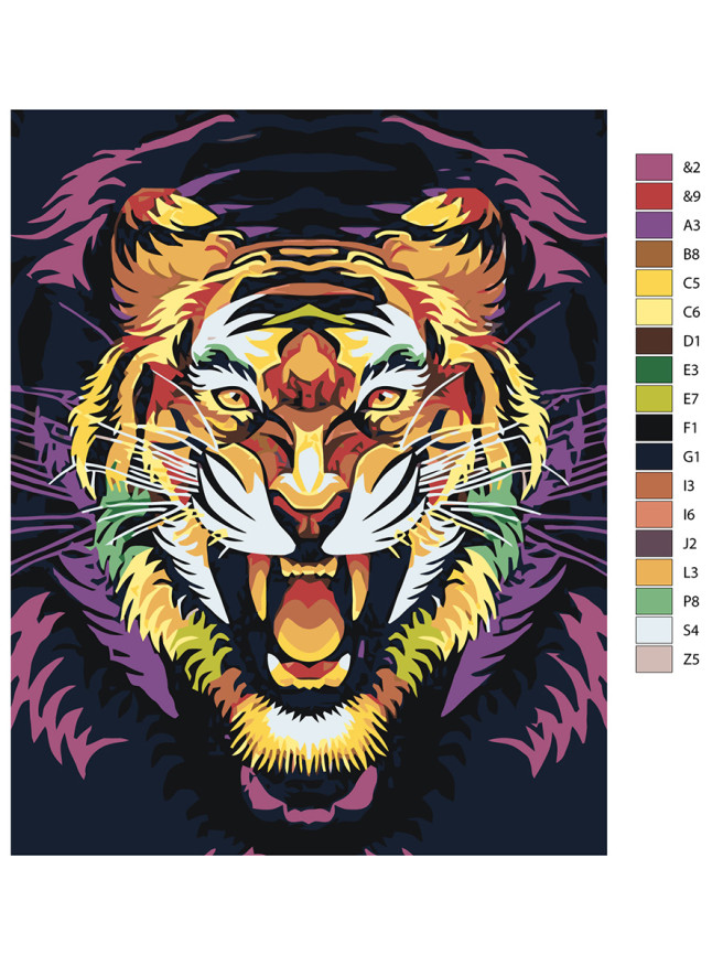 Raqamlar bo&amp;#039;yicha rasm &amp;quot;G&amp;#039;azablangan yo&amp;#039;lbars&amp;quot;