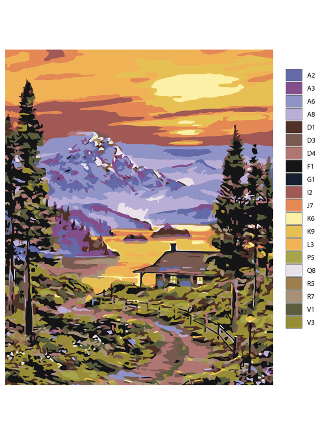 Raqamlar bo&amp;#039;yicha rasm &amp;quot;Sehrli quyosh botishi&amp;quot;