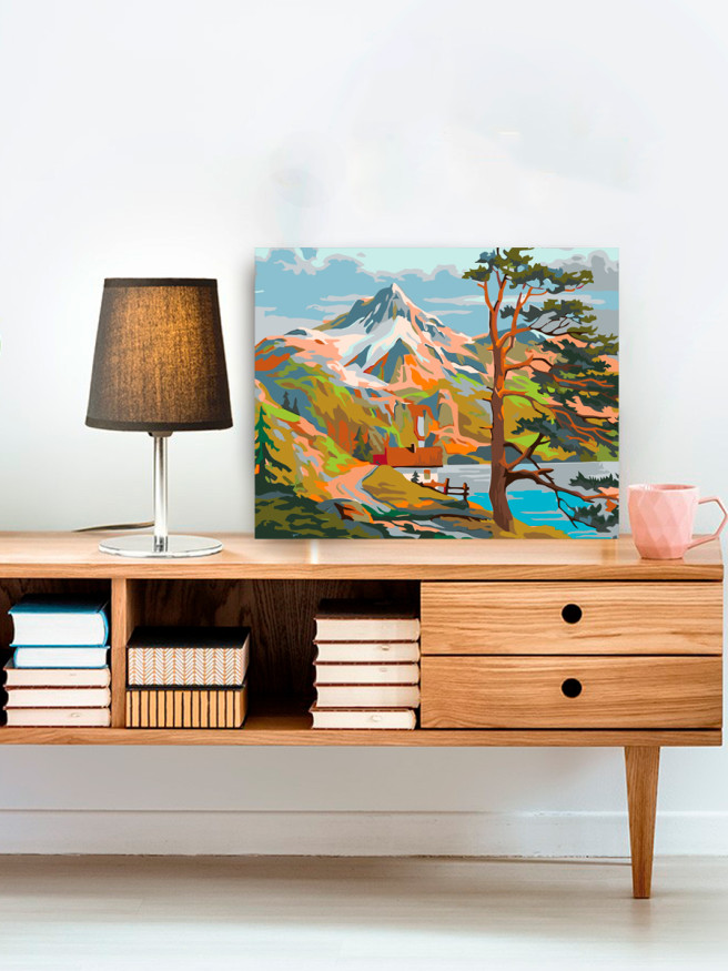 Картина по номерам &amp;quot;Домик у озера в горах&amp;quot;