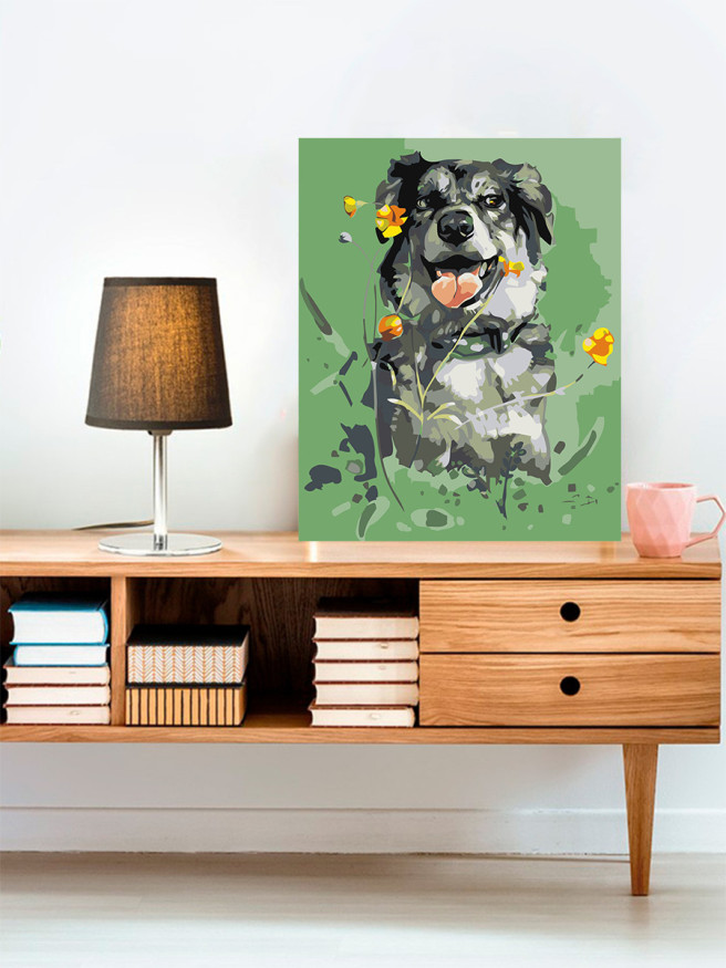 Raqamlar bo&amp;#039;yicha rasm &amp;quot;Gullar bilan it&amp;quot;