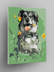 Raqamlar bo&#039;yicha rasm &quot;Gullar bilan it&quot;