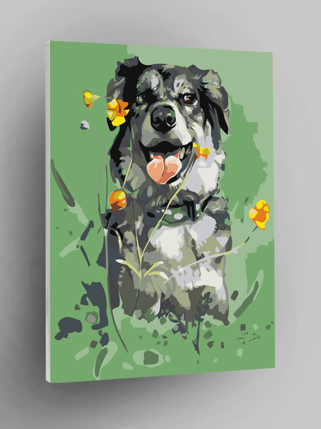 Raqamlar bo&amp;#039;yicha rasm &amp;quot;Gullar bilan it&amp;quot;