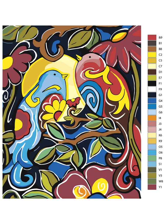 Raqamlar bo&amp;#039;yicha rasm &amp;quot;Filialdagi qushlar&amp;quot;