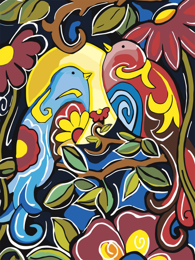 Raqamlar bo&amp;#039;yicha rasm &amp;quot;Filialdagi qushlar&amp;quot;