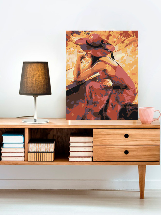 Raqamlar bo&amp;#039;yicha rasm &amp;quot;Qizil kiyimdagi ayol&amp;quot;