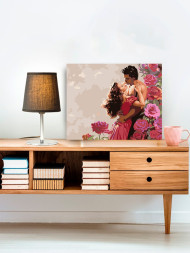 Картина по номерам &amp;quot;Влюблённая пара с цветами&amp;quot;