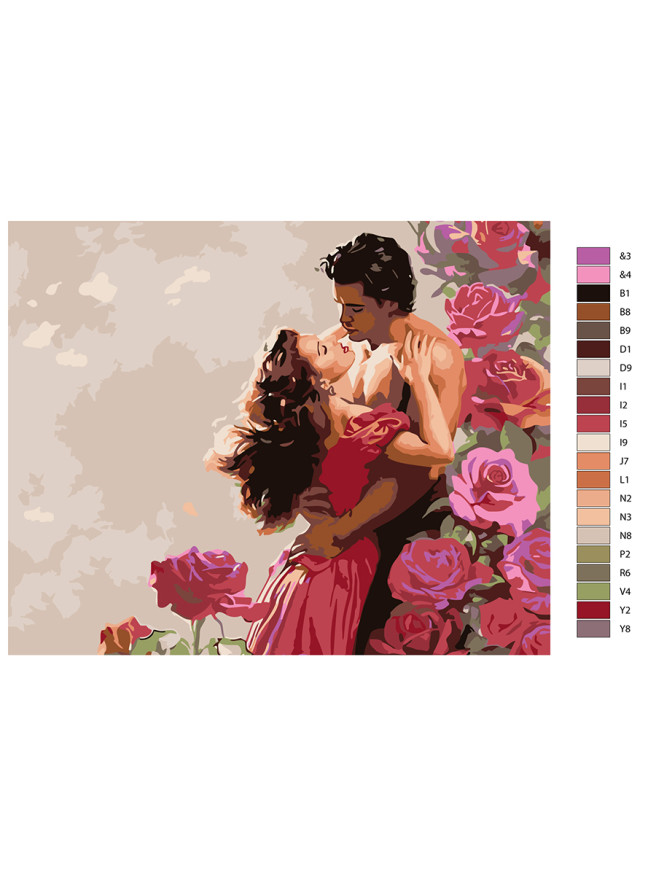 Картина по номерам &amp;quot;Влюблённая пара с цветами&amp;quot;