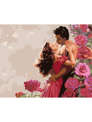 Картина по номерам &amp;quot;Влюблённая пара с цветами&amp;quot;