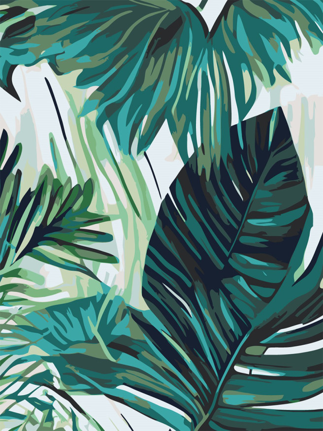 Картина по номерам &amp;quot;Большие зелёные листья&amp;quot;